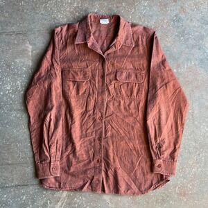 VTG Levi Strauss & Co Mens Orange Tab Button Up Shirt Orange Chambray Size M